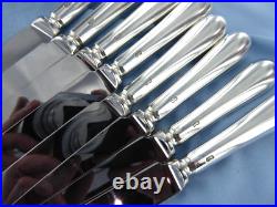 A Vintage Set Of Eight Sterling Silver Old English Desser Knives Sheffield 1993