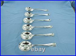 A Vintage Set Of Six Sterling Silver O/e, Rat Tail Soup Spoons. Sheffield 1931