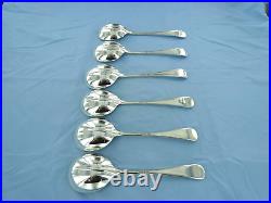 A Vintage Set Of Six Sterling Silver O/e, Rat Tail Soup Spoons. Sheffield 1931