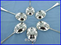 A Vintage Set Of Six Sterling Silver O/e, Rat Tail Soup Spoons. Sheffield 1931