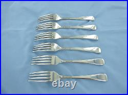 A Vintage Set Of Six Sterling Silver Old English Dessert Forks. London 1952