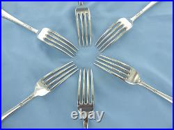 A Vintage Set Of Six Sterling Silver Old English Dessert Forks. London 1952