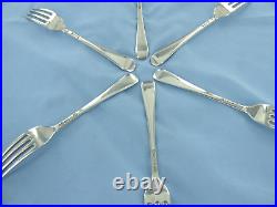 A Vintage Set Of Six Sterling Silver Old English Dessert Forks. London 1952