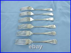 A Vintage Set Of Six Sterling Silver Old English Dessert Forks Sheffield 1928