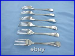 A Vintage Set Of Six Sterling Silver Old English Dessert Forks Sheffield 1928