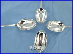 A Vintage Set Of Six Sterling Silver Old English Dessert Spoons London 1913