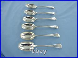 A Vintage Set Of Six Sterling Silver Old English Dessert Spoons, London 1932