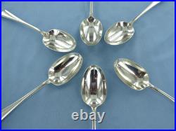 A Vintage Set Of Six Sterling Silver Old English Dessert Spoons, London 1932