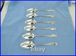 A Vintage Set Of Six Sterling Silver Old English Dessert Spoons London 1939