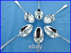 A Vintage Set Of Six Sterling Silver Old English Dessert Spoons Sheffield 1929