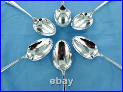 A Vintage Set Of Six Sterling Silver Old English Dessert Spoons Sheffield 1929