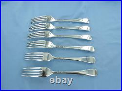 A Vintage Set Of Six Sterling Silver Old English Dinner Forks London 1952