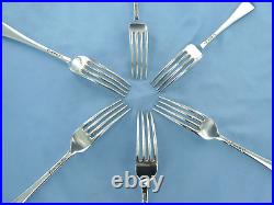 A Vintage Set Of Six Sterling Silver Old English Dinner Forks London 1952