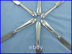 A Vintage Set Of Six Sterling Silver Old English Dinner Knives Sheffield 1994