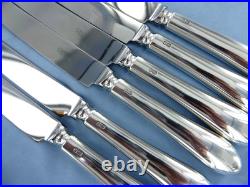 A Vintage Set Of Six Sterling Silver Old English Dinner Knives Sheffield 1994