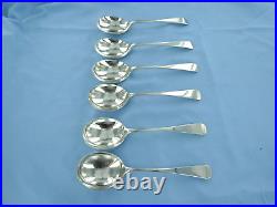A Vintage Set Of Six Sterling Silver Old English Soup Spoons, Sheffield 1943