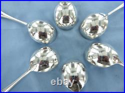 A Vintage Set Of Six Sterling Silver Old English Soup Spoons Sheffield 1993