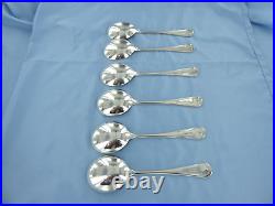 A Vintage Set Of Six Sterling Silver Old English Soup Spoons Sheffield 1995