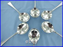 A Vintage Set Of Six Sterling Silver Old English Soup Spoons Sheffield 1995