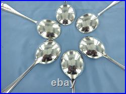 A Vintage Set Of Six Sterling Silver Old English Soup Spoons Sheffield 1995