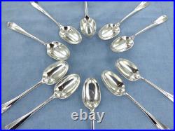 A Vintage Set Of Ten Sterling Silver Old English Rat Tail Teaspoons, London 1931