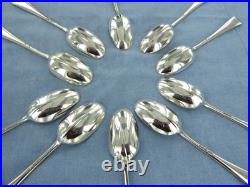 A Vintage Set Of Ten Sterling Silver Old English Rat Tail Teaspoons, London 1931