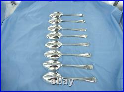 A Vintage Sterling Set Of Eight Silver Old English Serving Spoons. London 1939