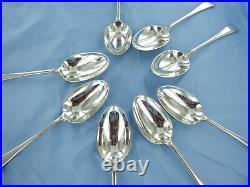 A Vintage Sterling Set Of Eight Silver Old English Serving Spoons. London 1939