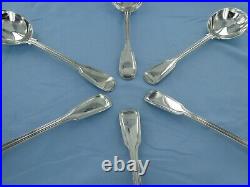 A Vintage Sterling Silver Set Of Six Fiddle Thread Soup Spoons, London 1929