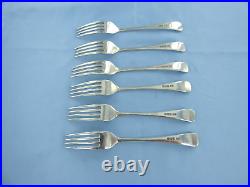 A Vintage Sterling Silver Set Of Six Old English Dessert Forks, London 1931