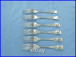 A Vintage Sterling Silver Set Of Six Old English Dessert Forks Sheffield 1962