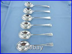A Vintage Sterling Silver Set Of Six Old English Soup Spoons, London 1933