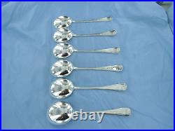 A Vintage Sterling Silver Set Of Six Old English Soup Spoons, Sheffield 1929