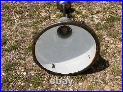 A very large vintage industrial English grey enamel factory lamp shade
