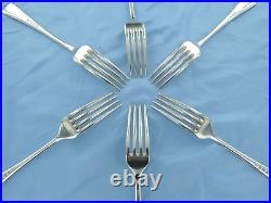 A vintage set of six sterling silver old English dinner forks. London 1936