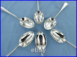 A vintage sterling silver set of 6 old English dessert spoons, London 1939