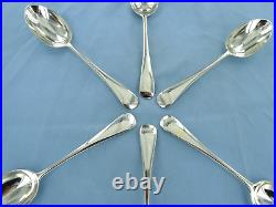 A vintage sterling silver set of 6 old English dessert spoons, London 1939