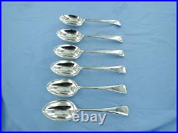 A vintage sterling silver set of six old English dessert spoons, Birmingham 1931