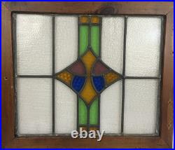 AG1070 Antique Vintage c1910 English Stained Glass Panel Cabinet Door Restored