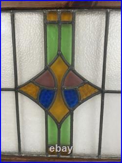 AG1070 Antique Vintage c1910 English Stained Glass Panel Cabinet Door Restored