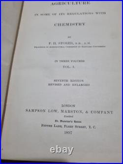 AGRICULTURE IN SOME OF ITS RELATIONS WITH CHEMISTRY Storer 1897 ANTIQUE Vintage