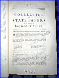 ANTIQUE 1740 RARE BOOK King Henry VIII Collection of State Papers 1542-1570