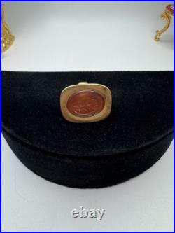 ANTIQUE GEORGIAN ENGLISH GOLD CARNELIAN INTAGLIO SHAKESPEARE SEAL FOB c1820