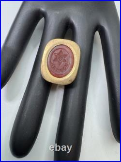 ANTIQUE GEORGIAN ENGLISH GOLD CARNELIAN INTAGLIO SHAKESPEARE SEAL FOB c1820