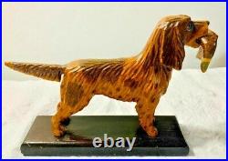 ANTIQUE VINTAGE FOLK ART HAND CARVED PAINTED ENGLISH SETTER HUNTING DOG With QUAIL