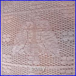 ANTIQUE VINTAGE LACE CROCHET BED SPREAD TABLE CLOTH THROW OWLS BIRDS 190cmx210cm