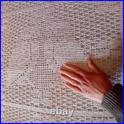 ANTIQUE VINTAGE LACE CROCHET BED SPREAD TABLE CLOTH THROW OWLS BIRDS 190cmx210cm