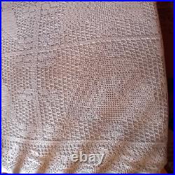 ANTIQUE VINTAGE LACE CROCHET BED SPREAD TABLE CLOTH THROW OWLS BIRDS 190cmx210cm