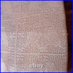 ANTIQUE VINTAGE LACE CROCHET BED SPREAD TABLE CLOTH THROW OWLS BIRDS 190cmx210cm