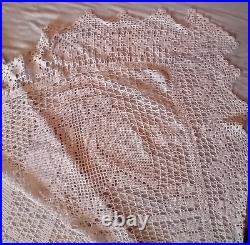 ANTIQUE VINTAGE LACE CROCHET BED SPREAD TABLE CLOTH THROW OWLS BIRDS 190cmx210cm